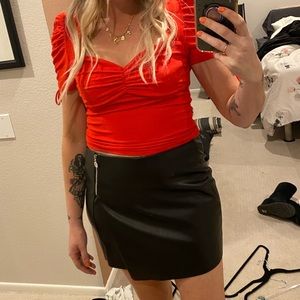 Zara black faux leather skirt skort small BNWT